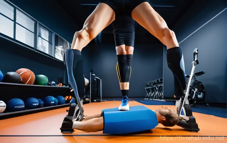 스포츠재활사 직무 평가 방법 - **Image Prompt 1: High-Tech Biomechanical Analysis in Sports Rehabilitation**
    "A professional fe...