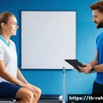 Home 19 스포츠재활사와 재활심리의 중요성 - A professional physical therapist and a sports psychologist collaborating in a modern rehabilitation...