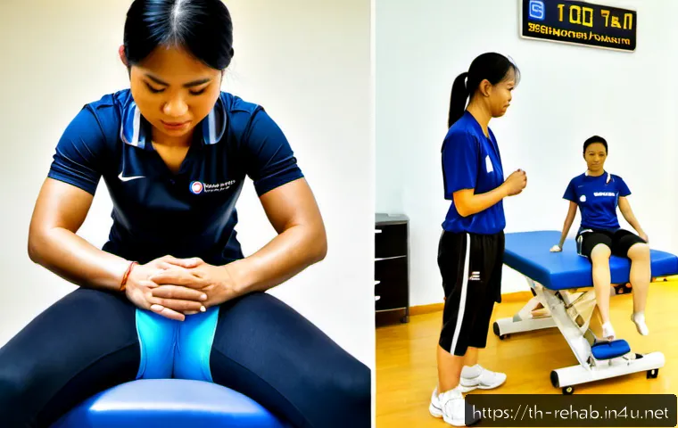 Home 17 스포츠재활사 연봉 비교 국내 vs 해외 - Photorealistic split-scene comparison of a Thai sports rehabilitation therapist in a modern Bangkok ...